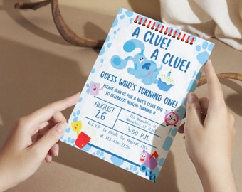 Blues Clues First Birthday Inspired Birthday Invitation, First Birthday, Birthday Invitation, Guess Who's Turning One, Editable Printable