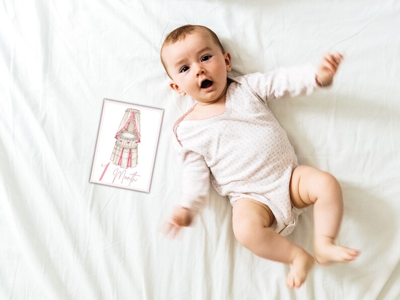 Baby Girl Milestone Cards Watercolor Baby Toys. Monthly Baby Milestone ...