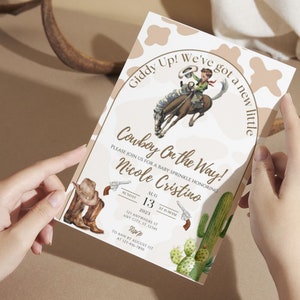 Cowboy Baby Shower Invitation, Rodeo Baby Shower Invitation, Western Baby Shower Invitation, Boy Baby Shower Invite, Editable Template
