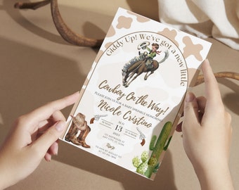 Cowboy baby shower uitnodiging, Rodeo baby shower uitnodiging, westerse baby shower uitnodiging, jongen baby shower uitnodiging, bewerkbare sjabloon