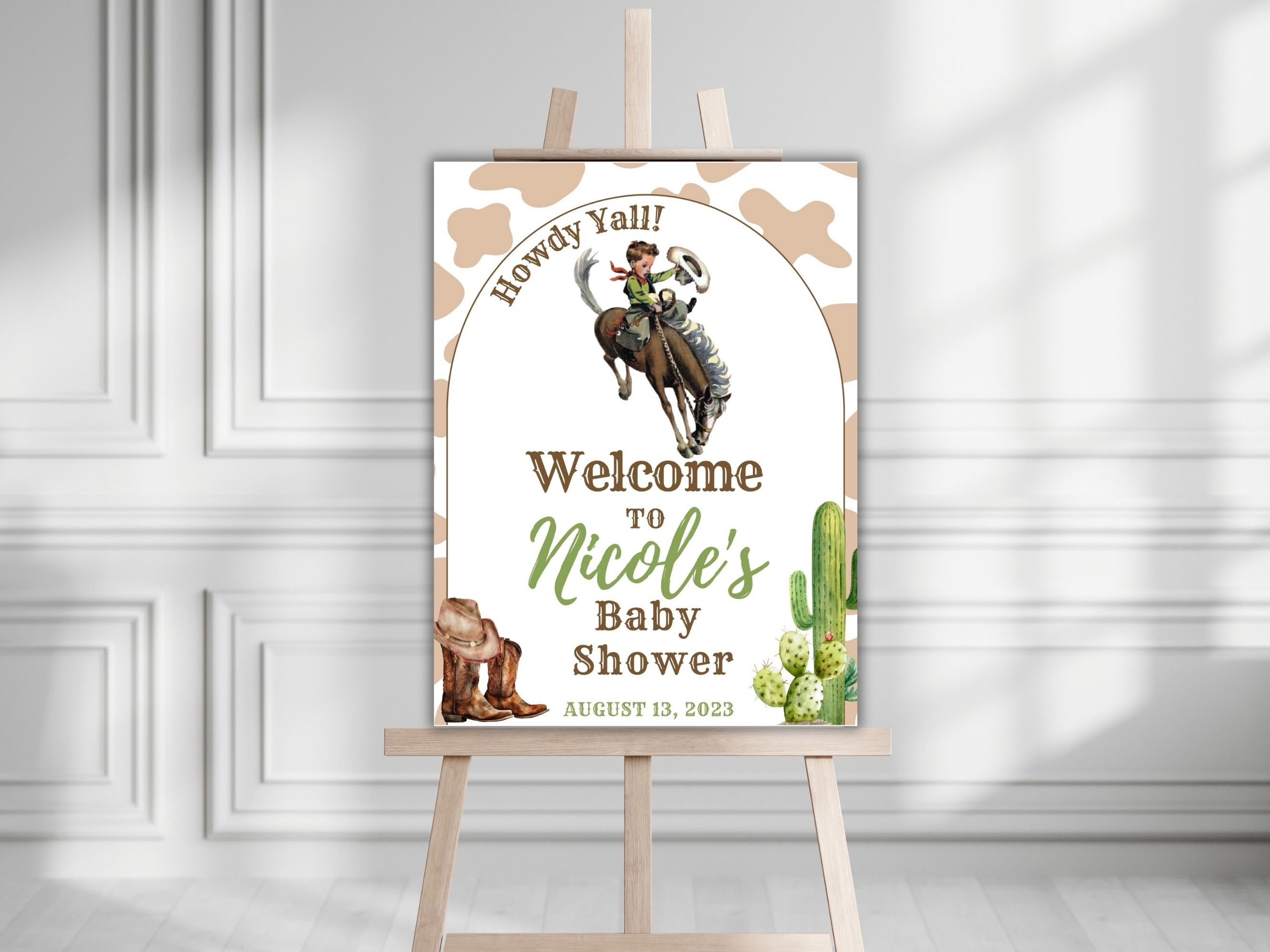 Cowboy Baby Shower Welcome Sign, Rodeo Baby Shower Welcome Sign ...