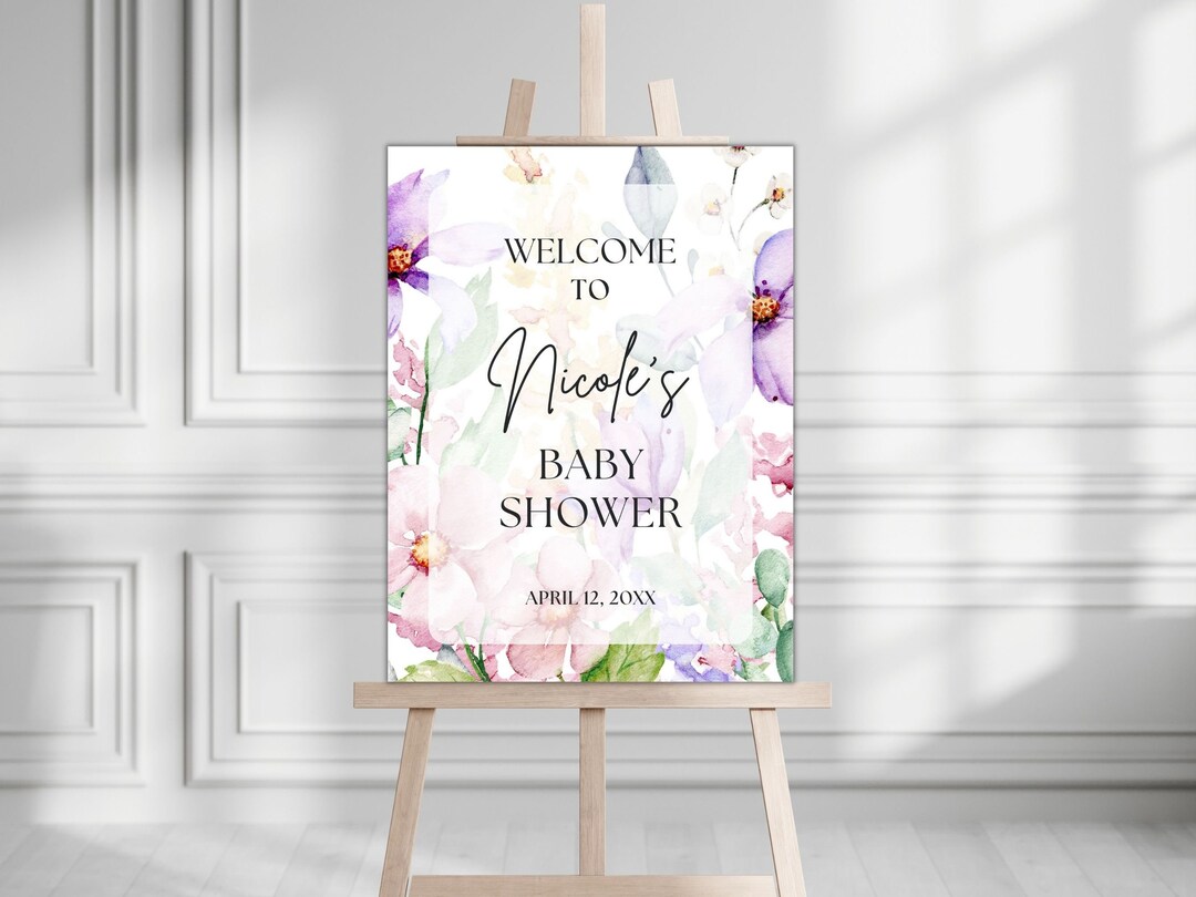 Editable Floral Baby Shower Sign. Floral Baby Shower Entrance