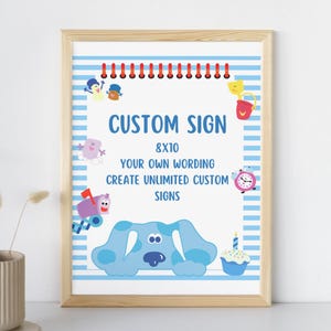 Blues Clues Inspired Custom Party Sign, Create Your Own Sign, Blues Clues Party Decor Signs, Blues Clues Birthday Party Signs
