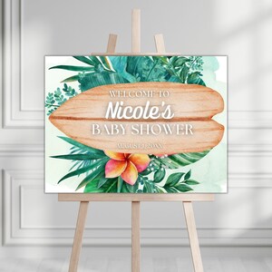 Editable Surf Baby Shower Welcome Sign. Baby On Board Shower Entrance Party Sign. Surfer Welcome Sign