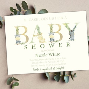 Editable Farm Baby Shower Invitation. Farm Animal Baby Shower Invite. Barn Animals Baby Shower Invite