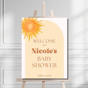 Here Comes the Sun Baby Shower Welcome Sign, Boy Baby Shower, Here Comes the Son, Boho Baby Invites, Summer Baby Shower, Entrance Sign