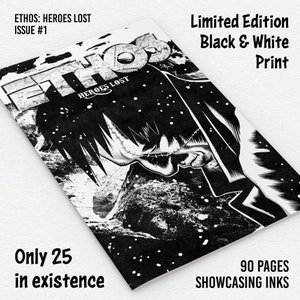 Ethos: Heroes Lost Issue #1 Black and White Limited Edition Comic | Horror Comic, Retro Style with Monsters and Mystery