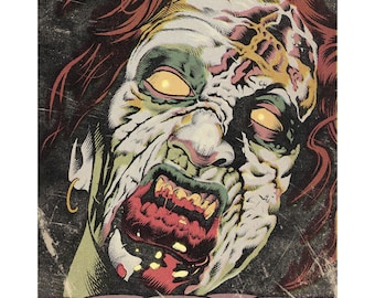Lámina artística de Evil Dead 2 / Diseño de terror retro de la mujer poseída