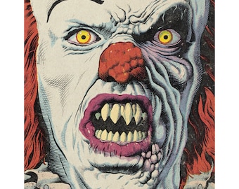 Pennywise - Póster con impresión artística Horror Monstruo Payaso Villano Fantasía oscura
