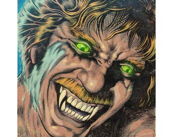 Lámina artística de Aullidos: póster retro de cómic de terror de hombres lobo