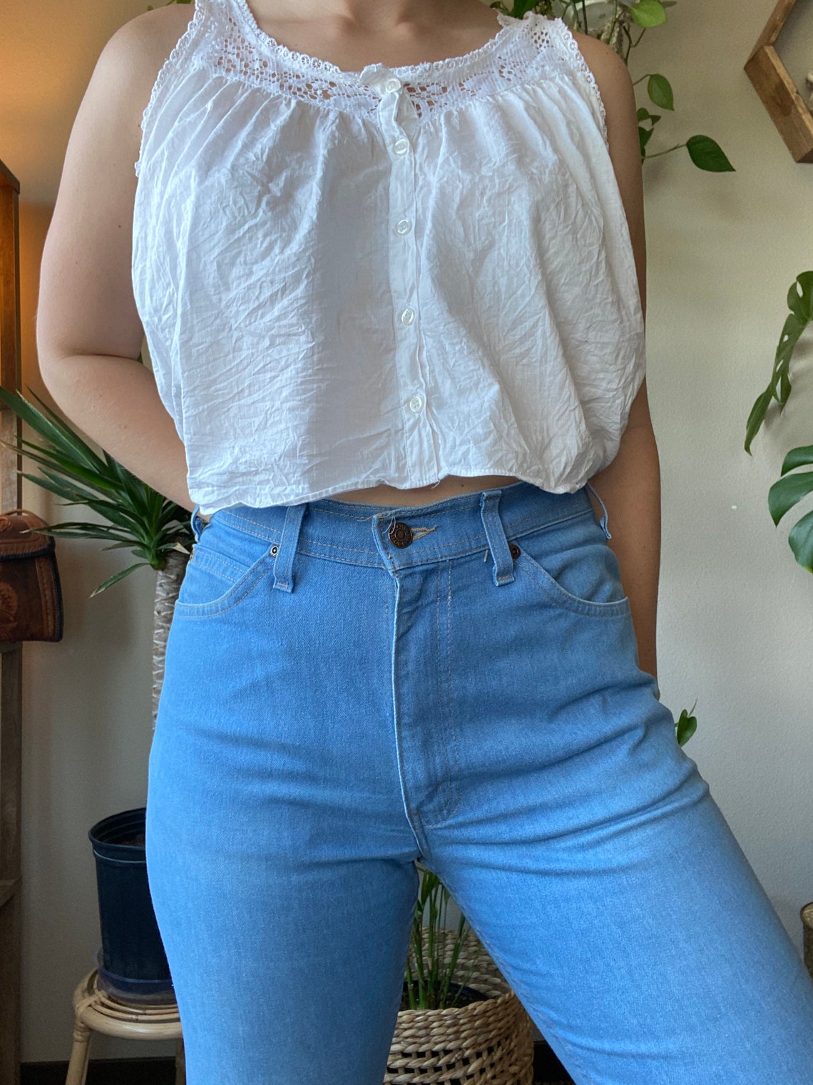 Vintage 70s Levis brown tab action jeans light wash W 34 | Etsy