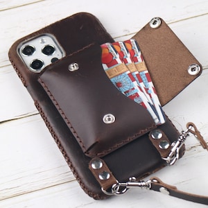 Slim phone cover Pixel 10 Pro XL 9a,9 Pro XL/8a/7 Pro/6a case Leather Pixel 6 pro case,7a cover, Crossbody strap Full Grain Leather Brown