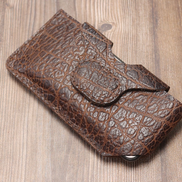 Texture Buffalo Leather iPhone 15 Pro Max XS with Belt Clip Brown 15 14 Pro Carry it with you metal belt clip #02