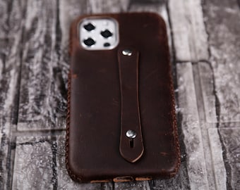 Leather Case iPhone 16e 15 Pro Max 15 Plus 14 Plus/14 Pro Max 13 / 13 Pro Max / 12 mini/12 Pro max Personalize Case Full Grain Leather Brown