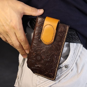 Bolsa horizontal de couro genuíno para celular Samsung Galaxy S25 Edge S25+ S24 com clipe de cinto e fecho magnético, bolsa de cintura de couro para celular S24 FE