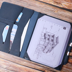 Adatto a Remarkable Paper Pro Folio Organizer Adatto a Remarkable 2 Custodia in pelle invecchiata blu Slot per penna Cover Remarkable 1 Iniziali personalizzate 13DCGRE
