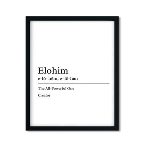 Elohim definition print, Christian printable, All Powerful One, The Creator, Names of God, Elohim printable, Christian home decor, Gift
