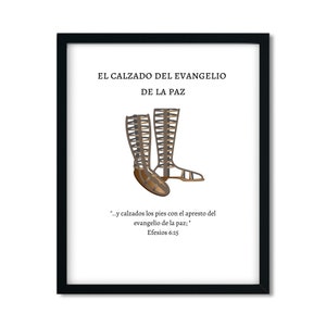 Efesios 6:15 Y Calzados Los Pies Con El Apresto Del Evangelio De La Paz Ephesians, Armor of God, Wall Art, Gift,Gospel of Peace, Gift, Decor