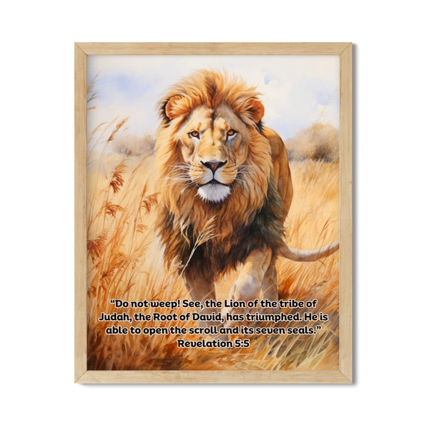 Revelation 5:5 "...the Lion of the tribe of Judah...has triumphed..." Bible Verse, Christian Printable, Wall Art, Gift Home Decor, Scripture