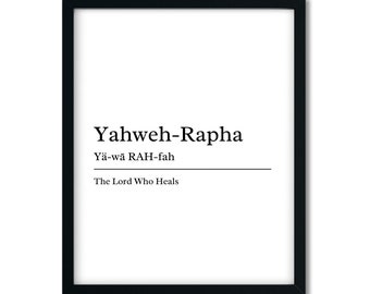 Yahweh Rapha Definition Druck, Christian printable, The Lord Who Heals, Names of God, digitaler Download, christliche Wohnkultur, Geschenk, Minimal