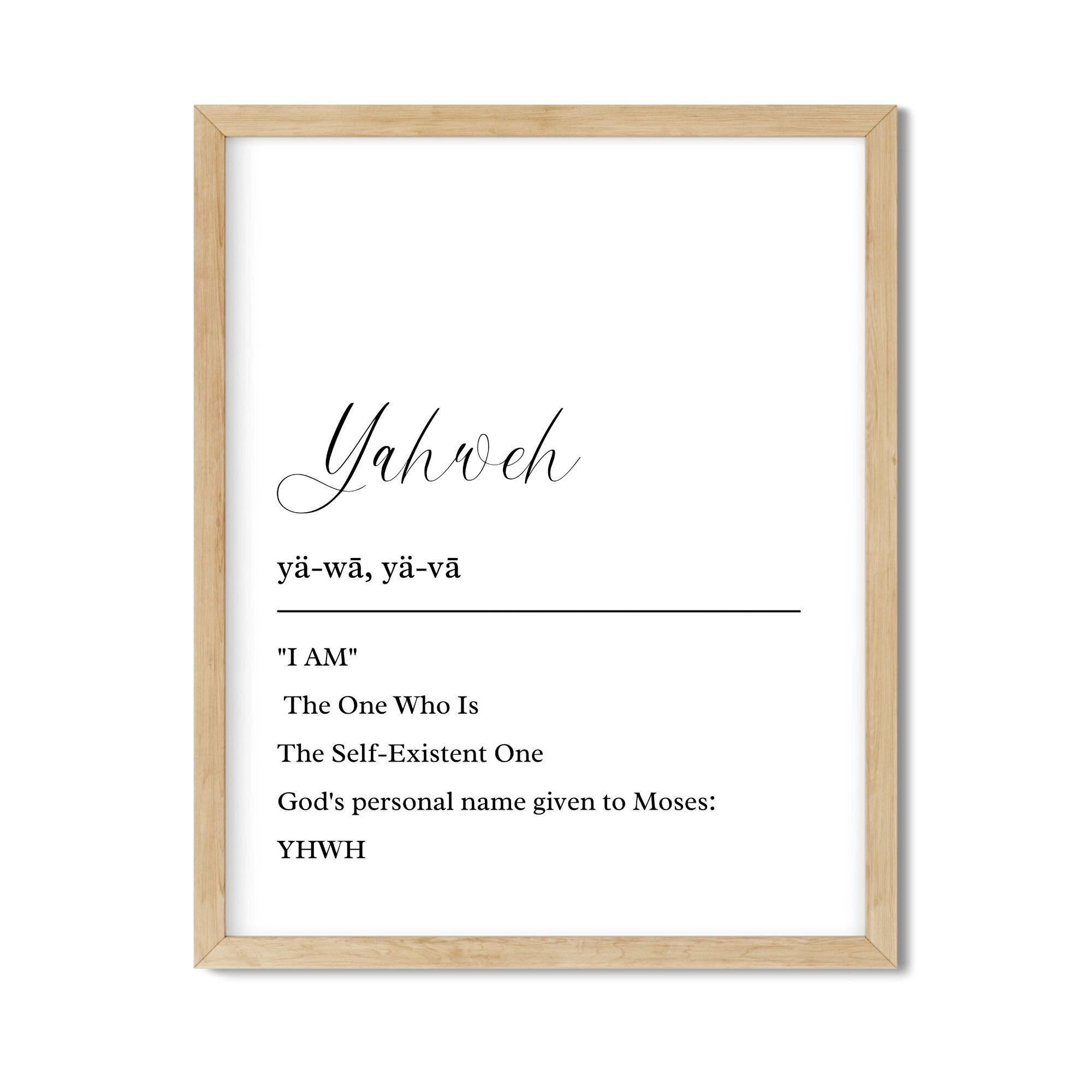Yahweh Definition Print, Christian Printable, i Am, the Self-existent ...