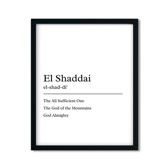 El Shaddai Definition Print, Christian Printable, God Almighty