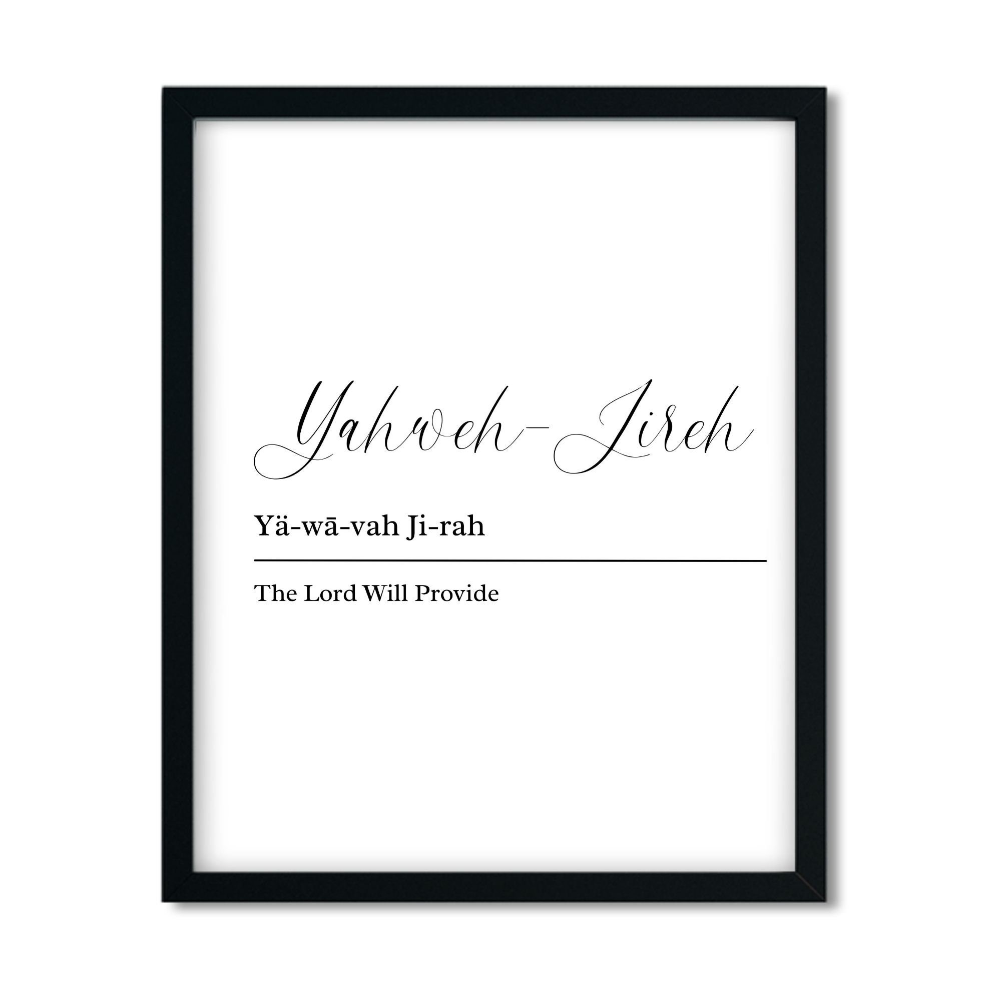 Yahweh Jireh definition print, Christian printable, The Lord Will Provide, Names of God, digital download, Christian home decor,Gift