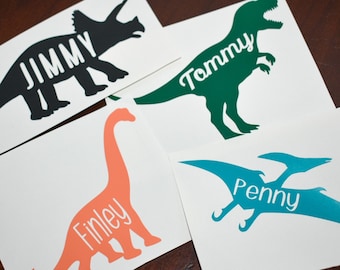 Vinyl wall art Decal Car Sticker, PERSONALIZED DINOSAUR NAME Fast & Free 