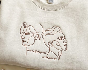 Song Of Achilles Embroidered Sweatshirt He Is Half Of My Soul Achilles Patroclus Dark Academia Bookish Greek Mythology Light Academia Poet