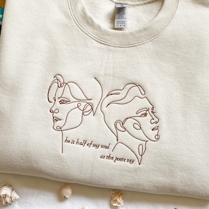 Song Of Achilles Embroidered Sweatshirt He Is Half Of My Soul Achilles Patroclus Dark Academia Bookish Greek Mythology Light Academia Poet