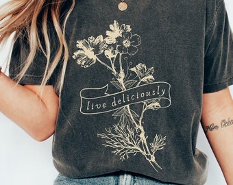 Live Deliciously Comfort Colors® Shirt Baphomet Shirt Black Phillip Hail Satan Horror Shirt Horror Movie Witch Goat Satanic Atheist No God