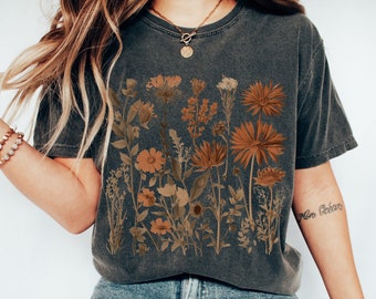 Wildflower Shirt Botanical Shirt Dark Cottagecore Shirt Dark Academia Clothing Dark Academia Shirt Witchy Shirt Goblincore Shirt Fairycore