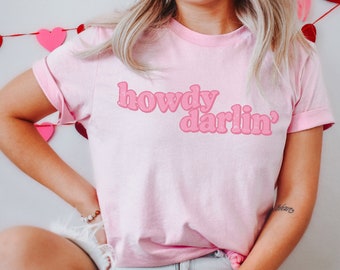 Howdy Darlin Western Shirt Cowgirl Shirt Western Grafik T-Shirt Cute Western Shirts Southwest Shirt Cowboy Ästhetik Country Girl Shirt Rodeo