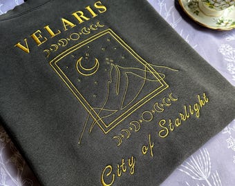 OFFICIALLY LICENSED ACOTAR Velaris Embroidered Sweatshirt Acotar Merch Acotar Sweatshirt Velaris Sweatshirt Acotar Shirt Sjm Merch Maas Rhys