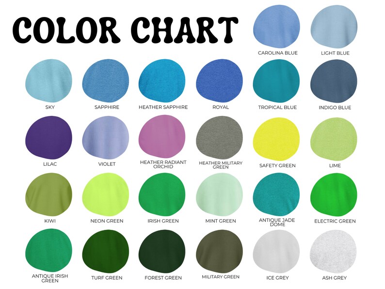 Pu&ograve; includere: Tabella colori che mostra 24 diversi campioni di tessuto. I colori includono sfumature di blu, verde, viola e grigio.
