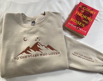 OFFICIALLY LICENSED ACOTAR Sand Brown Embroidered Sweatshirt Stars Acotar Merch Acotar Sweatshirt Velaris Sweatshirt Acotar Shirt Sjm Merch