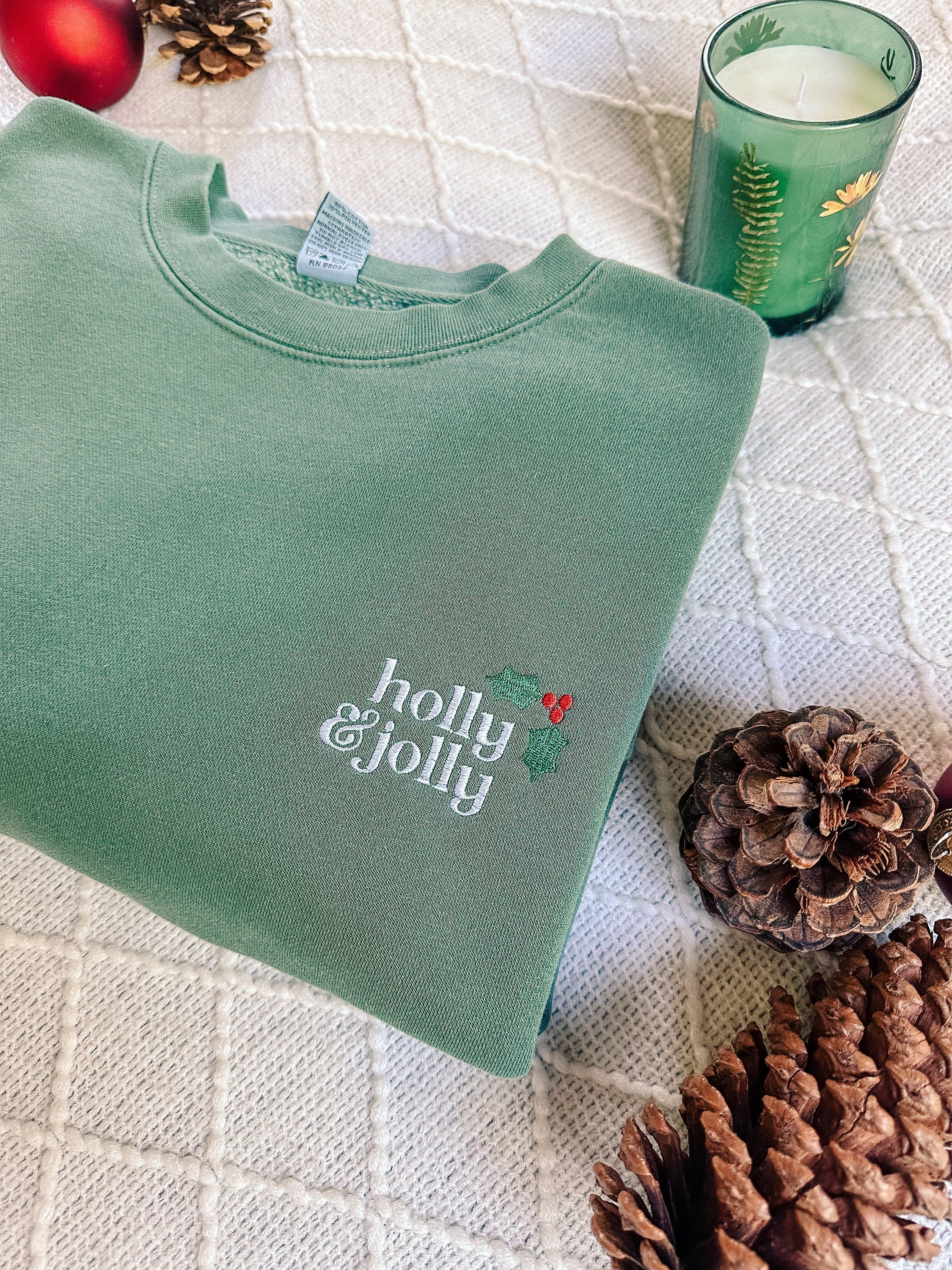 Holly & Jolly Christmas Embroidered Sweatshirt Christmas Crewneck Embroidered Crewneck Christmas Sweatshirt Christmas Gift Secret Santa Gift