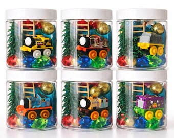 Tarro de plastilina con forma de tren, recuerdos para fiestas temáticas de trenes, relleno para bolsas de regalos de cumpleaños, regalo para niños, actividades para niños