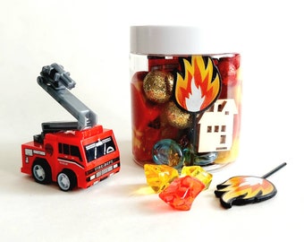 Firetruck Party Favors, Playdough Jars, Firetruck Birthday, Sensory Jar, Playdough Kit, Sensory Kit, Playdough Jar, Kids Party Favors