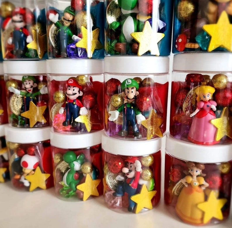 Mario Party Favors Super Mario Play Dough Jar Mario Play Etsy