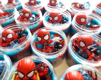 Superhero Playdough Jars, Spider Theme Party Favors, Sensory Playdough for Kids, Birthday Party Favors