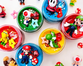 Super Mario Party Favors, Mario Play Dough Jar, Playdough Jar, Sensory Jar, Playdough Party Favors, Play Dough Kit, Super Mario Birthday