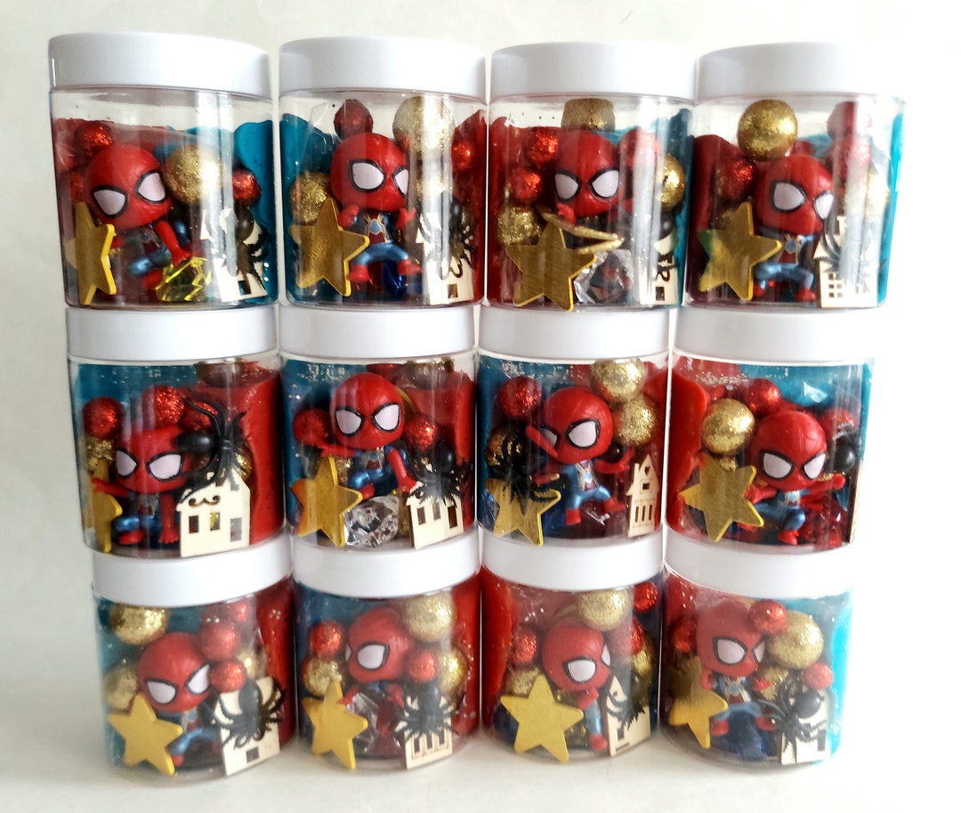 Spiderman Play Dough Jar, Spiderman Party Favors, Playdough Jars