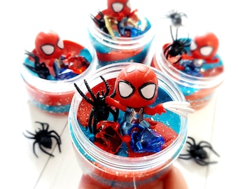 Superhero Playdough Jars, Spider Theme Party Favors, Sensory Playdough for Kids, Birthday Party Favors