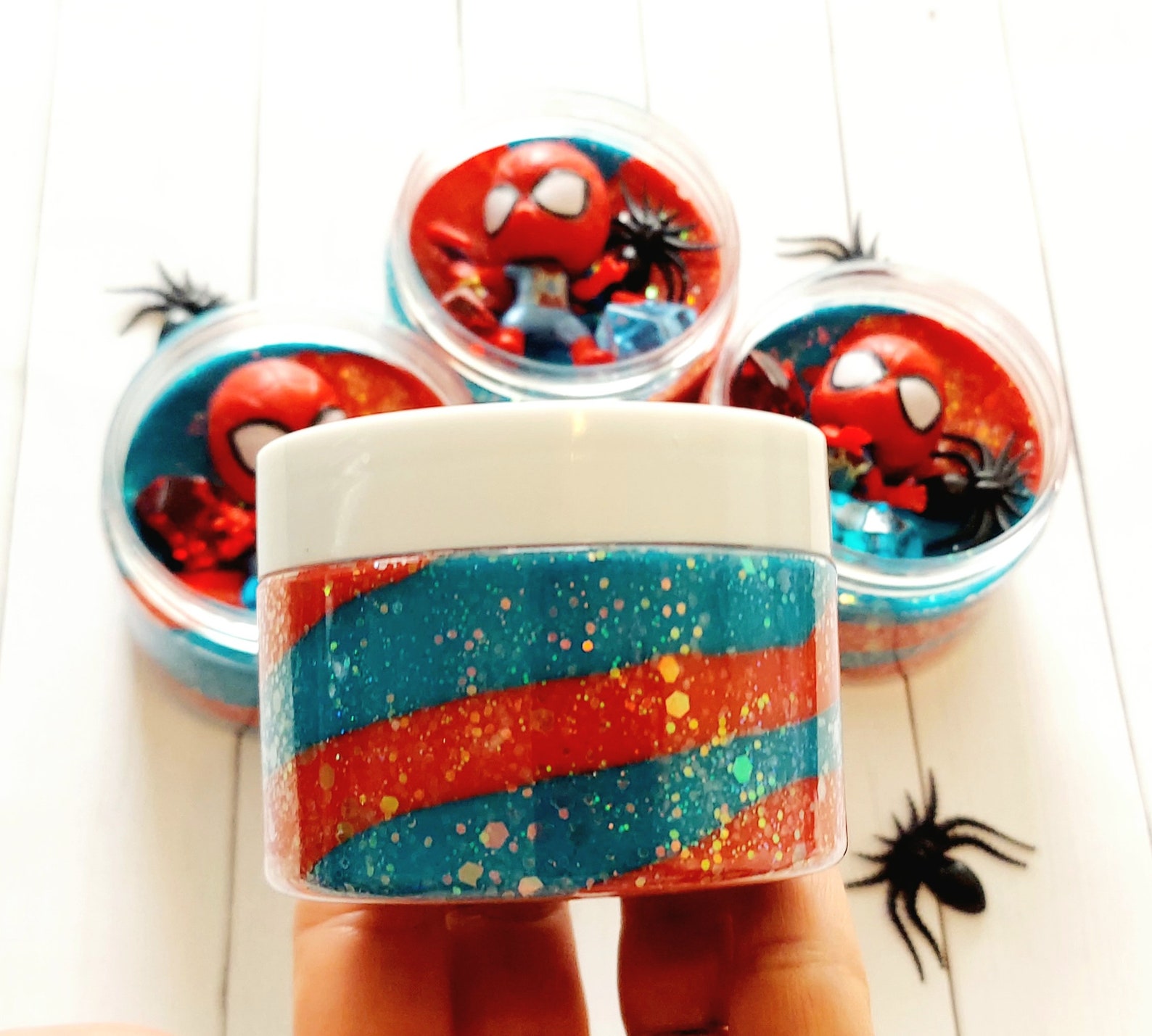 Spiderman Play Dough Jar Spiderman Party Favors Playdough Etsy