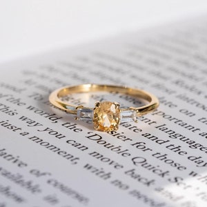 Yellow Sapphire and Diamond Engagement Ring, Yellow Sapphire Engagement Ring, Natural Sapphire Ring