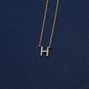 Diamond Letter Necklace, Letter Gold Necklace, Initial Pendant, Personlized Necklace, Natural Diamond, Solid Gold