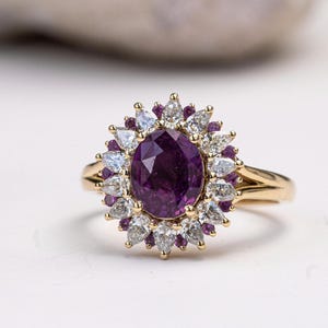 Violet Purple Sapphire Diamond Ring - Elegant Handmade Gemstone Jewelry, Unique Birthday or Anniversary Gift for Her