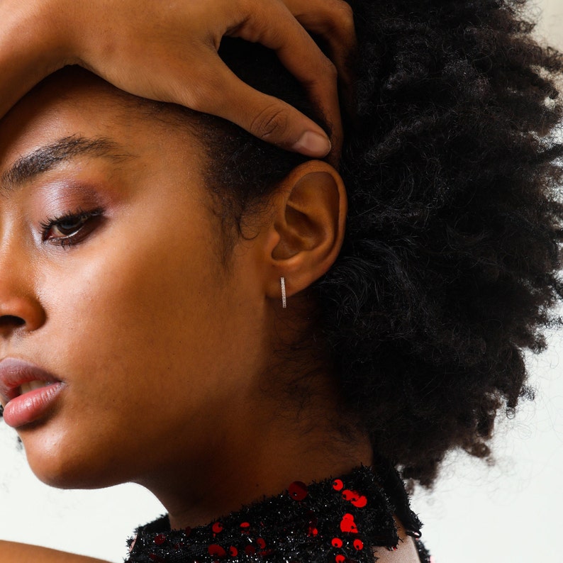 Diamond Huggies Huggie Hoops Earrings Diamond Earrings image 9