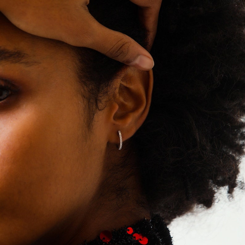 Diamond Huggies Huggie Hoops Earrings Diamond Earrings image 5